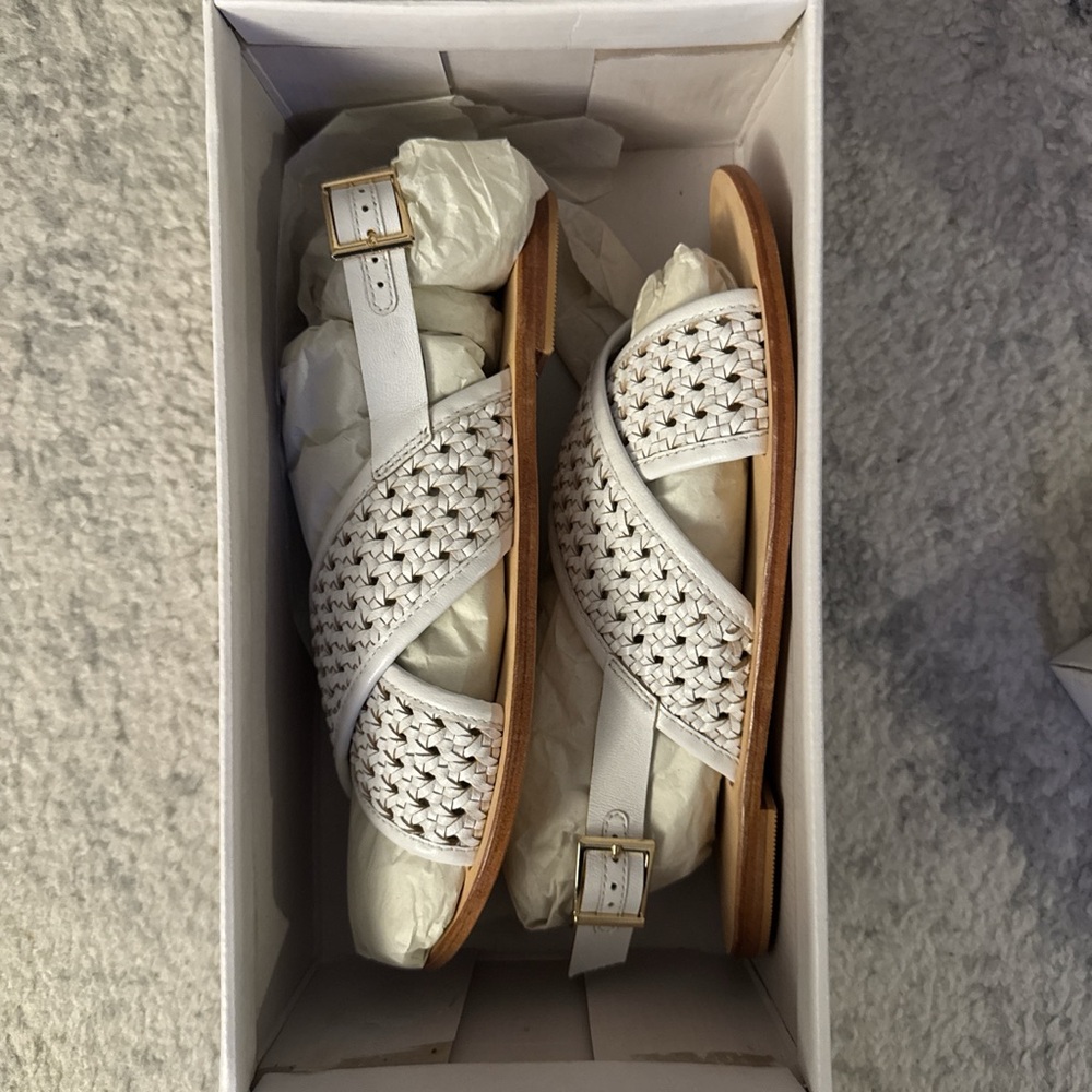 Elegant White Woven Sandals